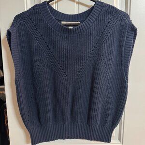 Navy cableknit sleeveless sweater